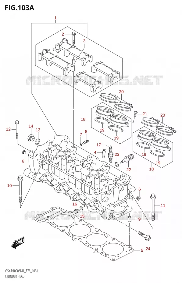 CILINDERKOP Suzuki MOTO 1000 GSX-R 2021  GSX-R1000RA M1 /​ GSX-R1000RZA M1 ( E76 ECE2 E17,22,39 )