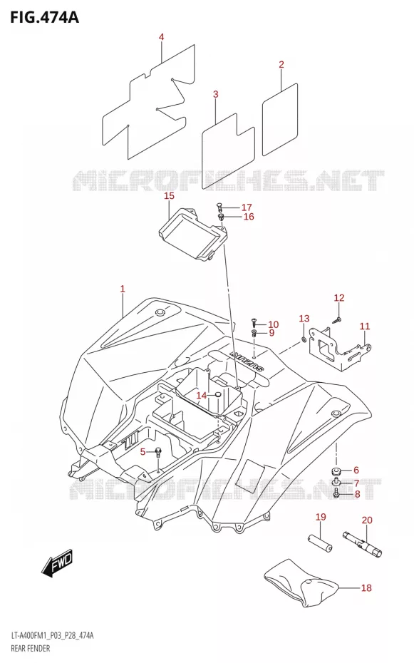 ACHTERSPATBORD Suzuki QUAD 400 KINGQUAD 2021  LT-A400F M1 (P03)