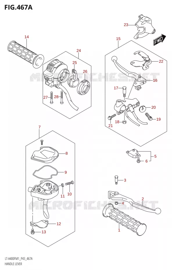 HEFBOMEN - HANDGRIPS Suzuki QUAD 400 KINGQUAD 2021  LT-A400F M1 (P43)