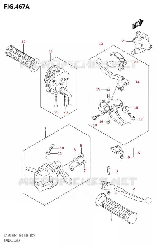 HEFBOMEN - HANDGRIPS Suzuki QUAD 750 KINGQUAD 2021  LT-A750X M1 (P03)