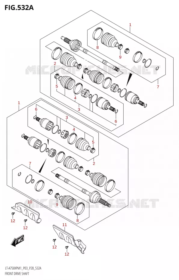 FRONT AANDRIJFAS Suzuki QUAD 750 KINGQUAD 2021  LT-A750XP / XPZ M1 (P33)