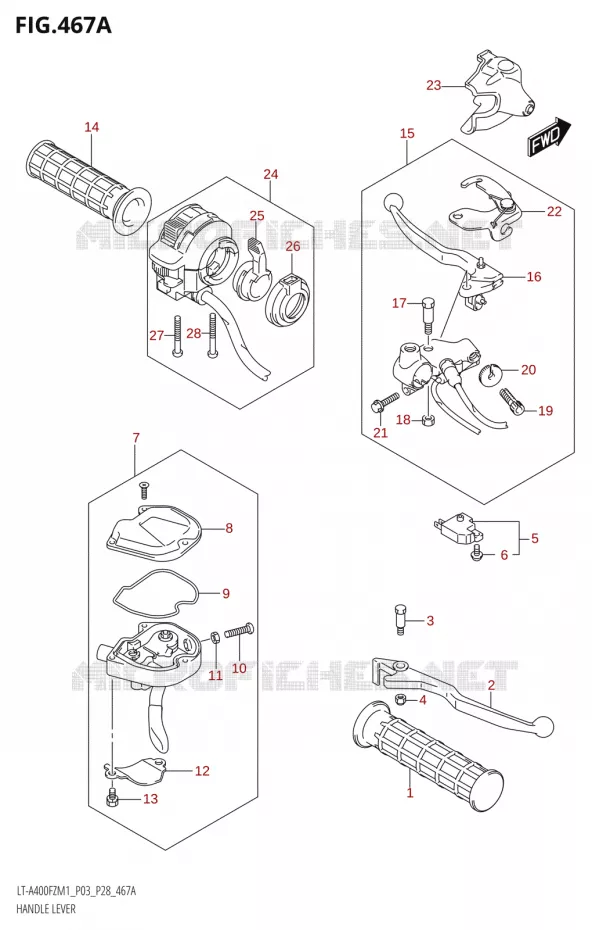 HEFBOMEN - HANDGRIPS Suzuki QUAD 400 KINGQUAD 2021  LT-A400FZ M1 (P03)