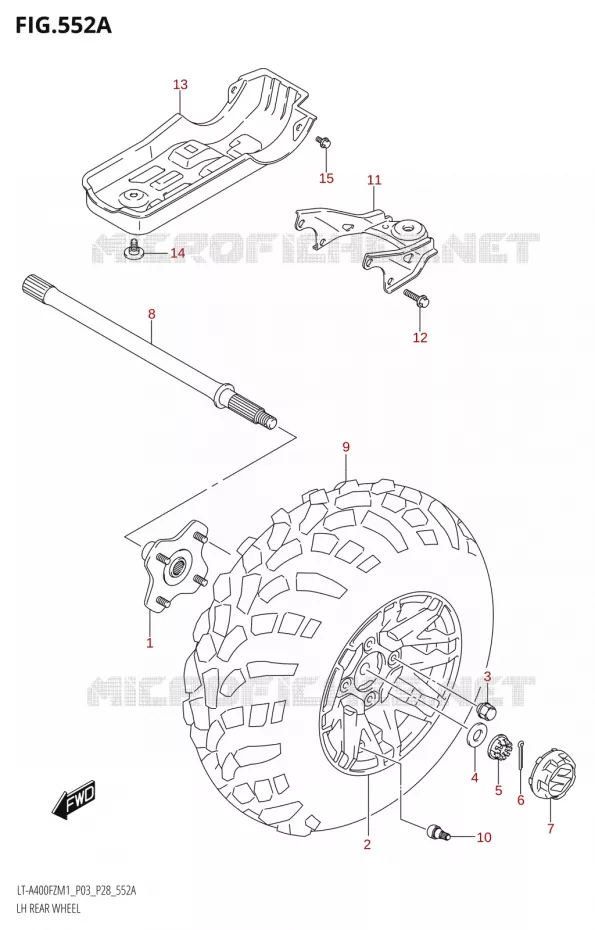 LINKERHAND ACHTERWIEL Suzuki QUAD 400 KINGQUAD 2021  LT-A400FZ M1 (P03)