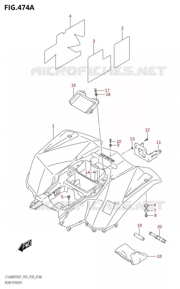 ACHTERSPATBORD Suzuki QUAD 400 KINGQUAD 2021  LT-A400FZ M1 (P28)