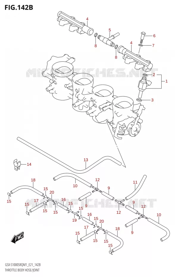 GASKLEPHUIS SLANG / JOINT Suzuki MOTO 1000 KATANA 2021  GSX-S1000SRQ M1 (E24)