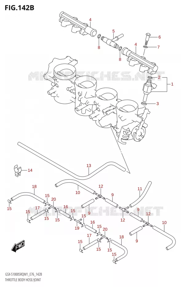 GASKLEPHUIS SLANG / JOINT Suzuki MOTO 1000 KATANA 2021  GSX-S1000SRQ M1 (E76 ECE2 E17,22,39)