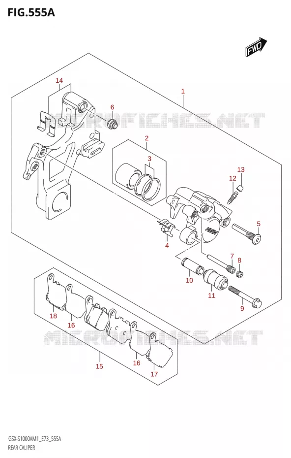 REAR CALIPER Suzuki MOTO 1000 GSX-S 2021  GSX-S1000A M1 /​ GSX-S1000AZ M1 (E73)