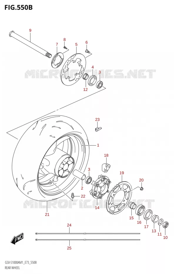 ACHTERWIELSX-S1000AZ) Suzuki MOTO 1000 GSX-S 2021  GSX-S1000A M1 /​ GSX-S1000AZ M1 (E73)