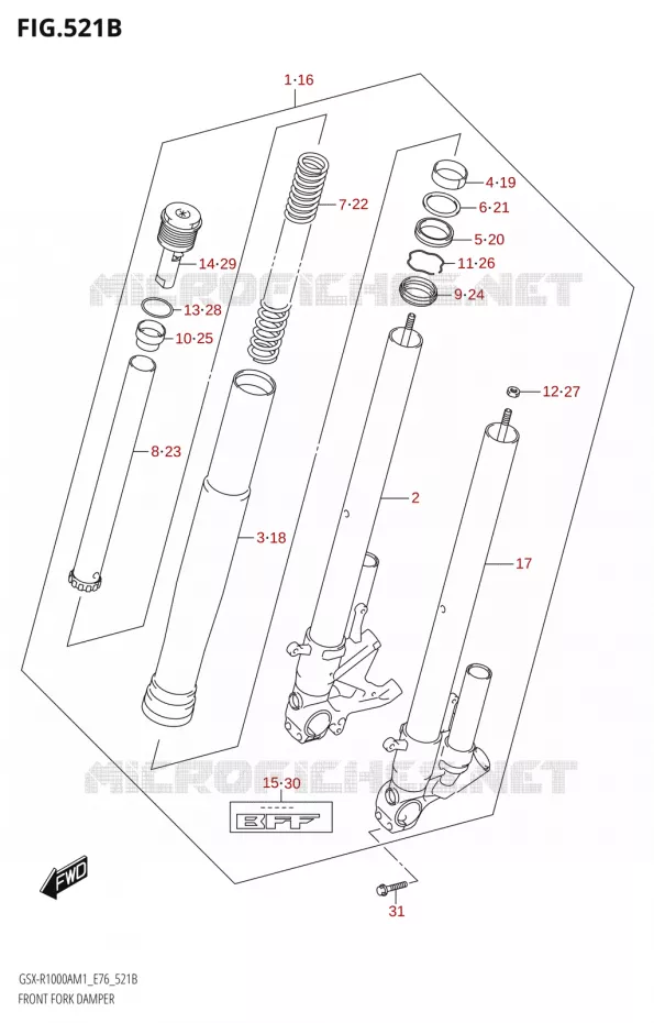 VOORVORKK DAMPER (GSX-R1000RA,GSX-R1000RZA) Suzuki MOTO 1000 GSX-R 2021  GSX-R1000A M1 /​ GSX-R1000ZA M1  ( E76 ECE2 E17,22,39 )