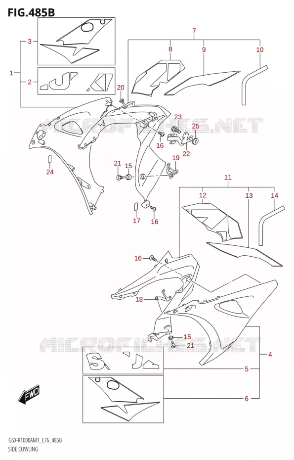 SIDE KUIPNG (GSX-R1000RA) Suzuki MOTO 1000 GSX-R 2021  GSX-R1000A M1 /​ GSX-R1000ZA M1  ( E76 ECE2 E17,22,39 )