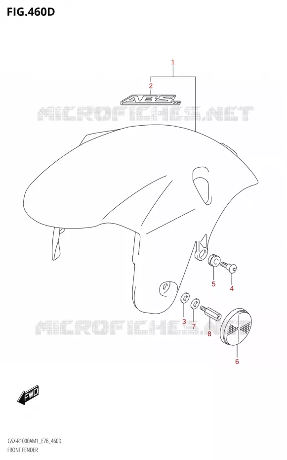 FRONT FENDER (GSX-R1000ZA) Suzuki MOTO 1000 GSX-R 2021  GSX-R1000A M1 /​ GSX-R1000ZA M1  ( E76 ECE2 E17,22,39 )