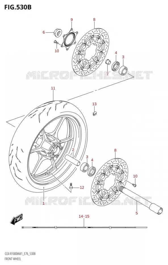 VOORWIELEL (GSX-R1000ZA,GSX-R1000RZA) Suzuki MOTO 1000 GSX-R 2021  GSX-R1000A M1 /​ GSX-R1000ZA M1  ( E76 ECE2 E17,22,39 )