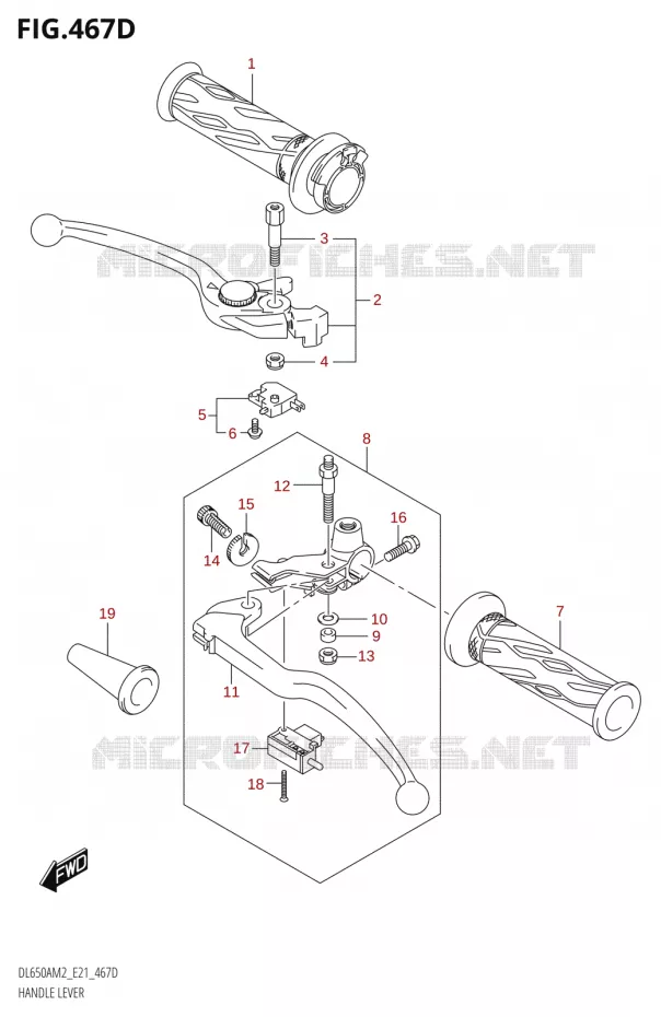 HANDGRIPS - LEVERSDL650XAUEM2 E21) Suzuki MOTO 650 V-STROM 2022  DL650A M2 (E21)