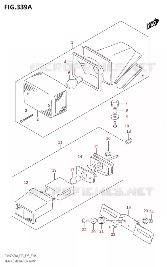 ACHTERLICHTTION LAMP (DR650SE:L8:E03) Suzuki MOTO 650 DR 2018  DR650SE L8 (E03)