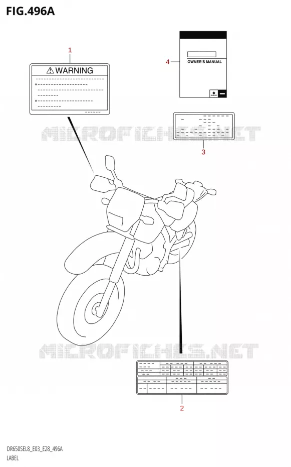 ETIKETDR650SE:L8:E03) Suzuki MOTO 650 DR 2018  DR650SE L8 (E03)