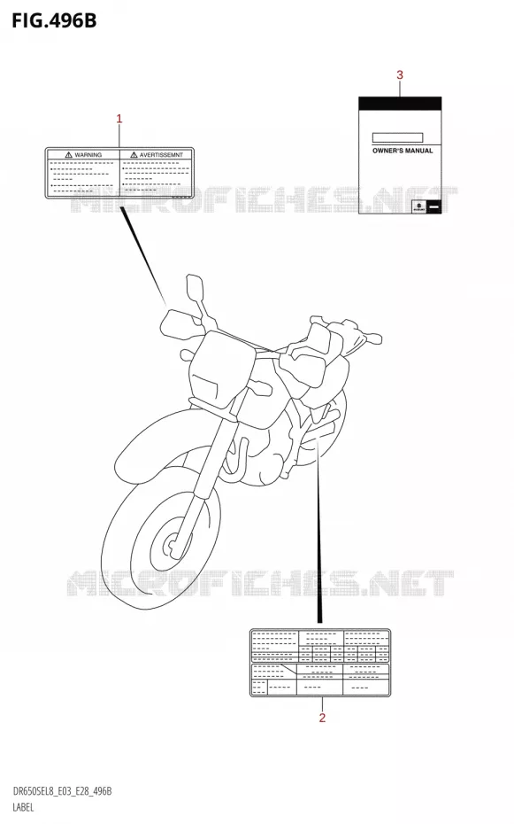 ETIKETDR650SE:L8:E28) Suzuki MOTO 650 DR 2018  DR650SE L8 (E03)
