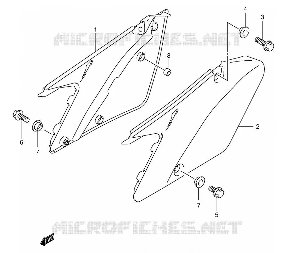 ACHTER KUIP  (MODELE K1/K2) Suzuki MOTO 125 RM 2004  RM125K4(E3/E28)