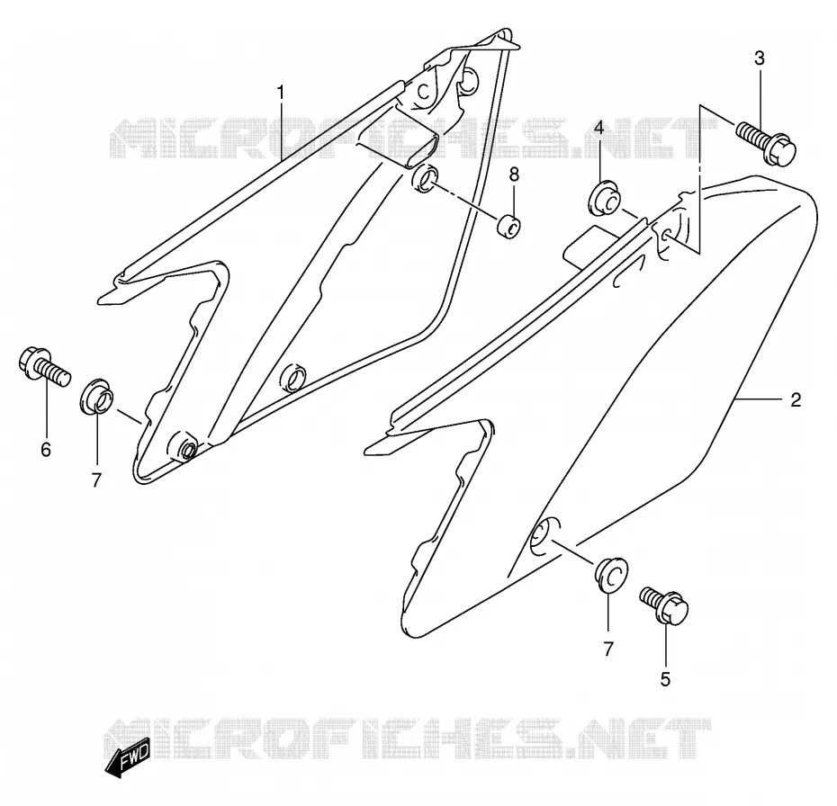 ACHTER KUIP  (MODELE K3/K4/K5) Suzuki MOTO 125 RM 2003  RM125K3(E3/E28)