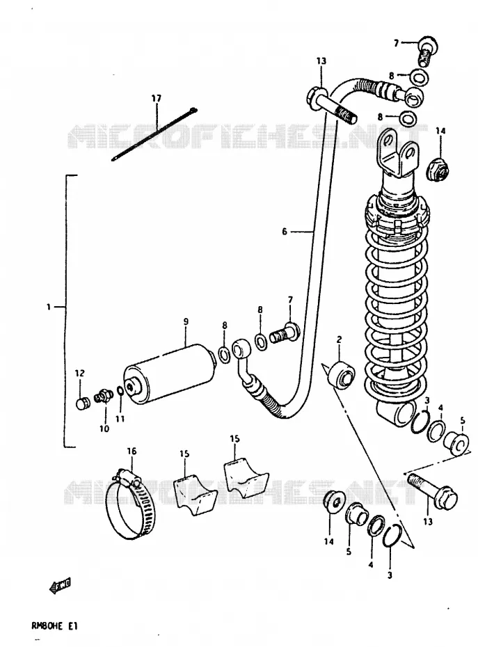 ACHTER SCHOKDEMPER (MODELE D) Suzuki MOTO 80 RM 1983  RM80HD(D/E)