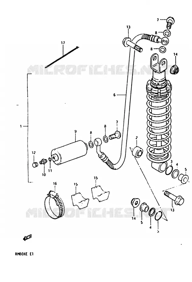 ACHTER SCHOKDEMPER (MODELE D) Suzuki MOTO 80 RM 1984  RM80XE(D/E)