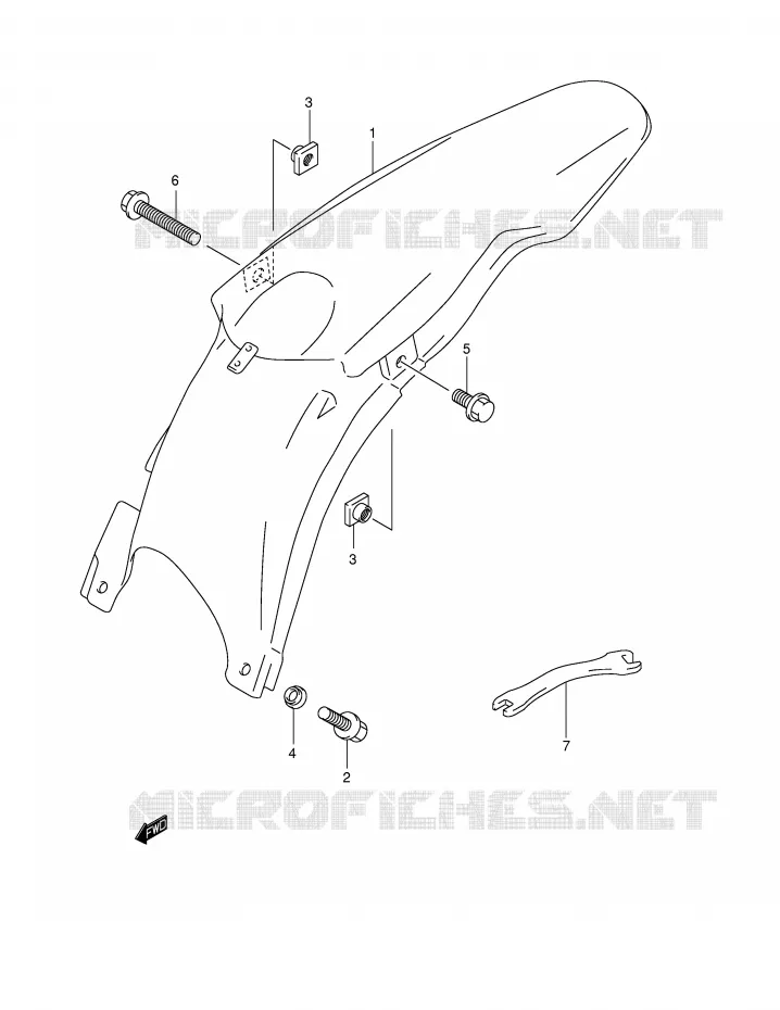ACHTERSPATBORD (MODELE K1) Suzuki MOTO 250 RM 2002  RM250K2(E2)