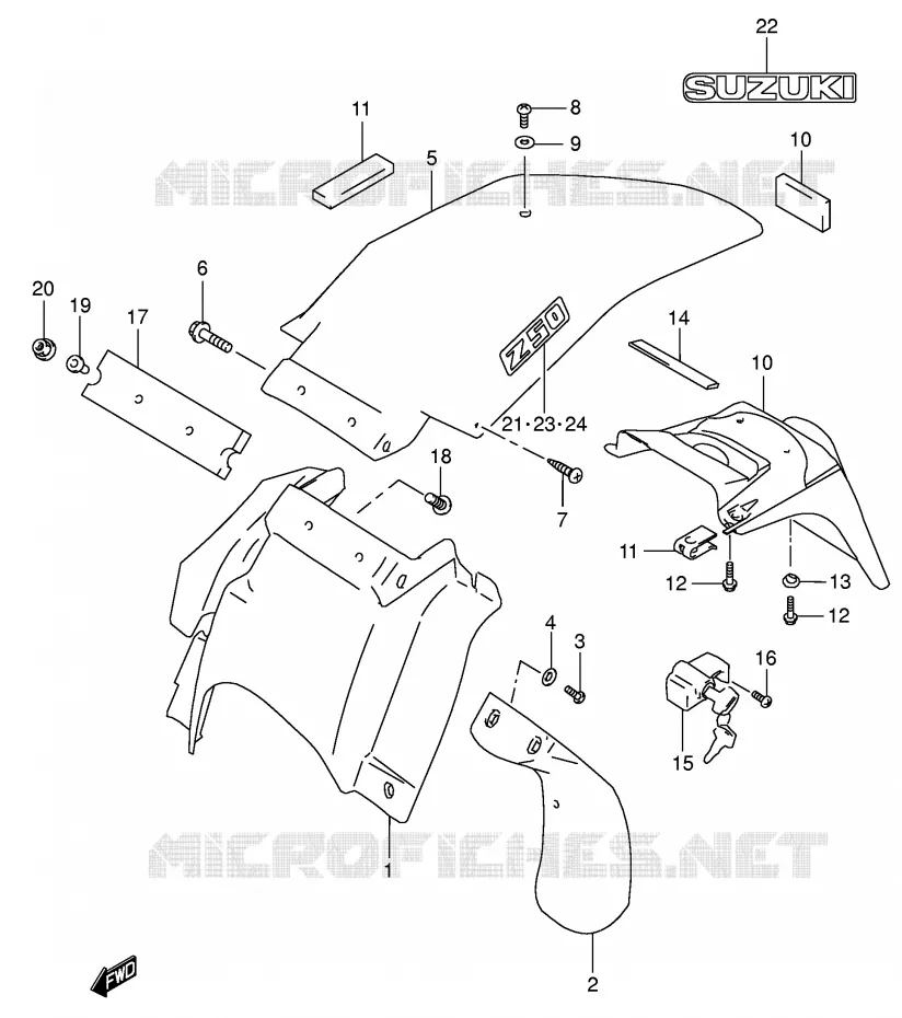ACHTERSPATBORD Suzuki MOTO 250 DR-Z 2002  DR-Z250K2(E24)