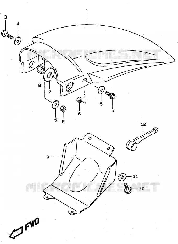 ACHTERSPATBORD Suzuki MOTO 80 RM 1999  RM80XX(T/V/W)