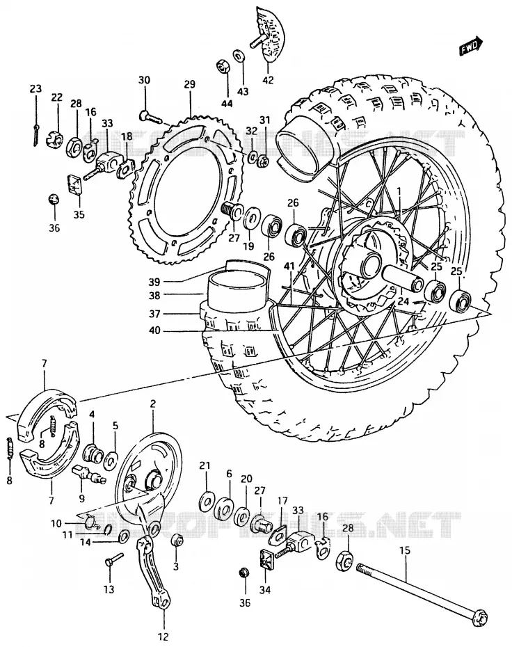 ACHTERWIEL (MODELE D) Suzuki MOTO 500 RM 1984  RM500E(D/E)