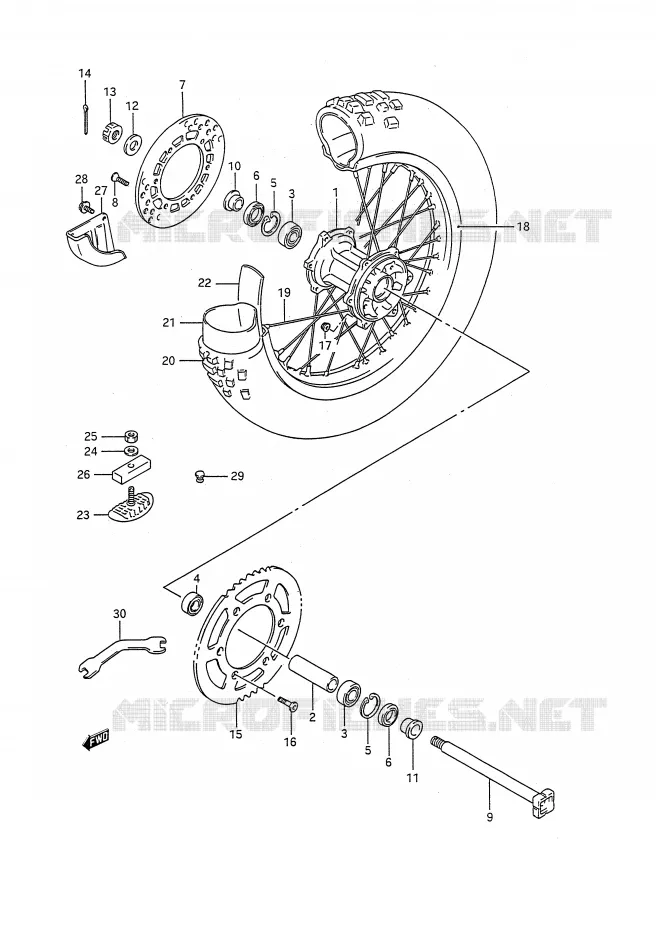 ACHTERWIEL (MODELE L/M) Suzuki MOTO 250 RM 1989  RM250K(E28)