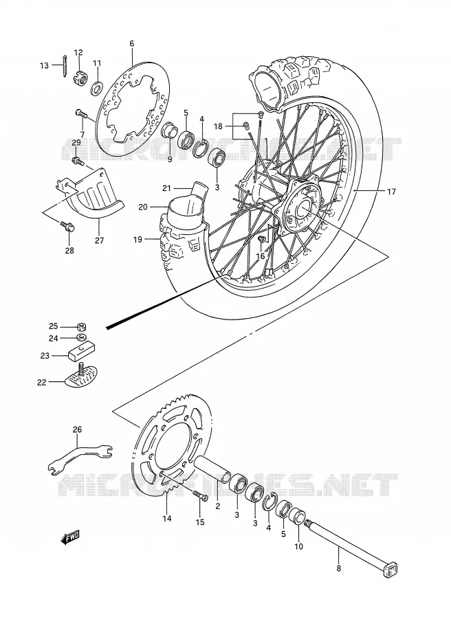 ACHTERWIEL (MODELE N) Suzuki MOTO 250 RM 1990  RM250L(E28)