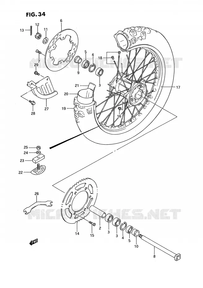 ACHTERWIEL Suzuki MOTO 125 RM 1992  RM125N(E3)