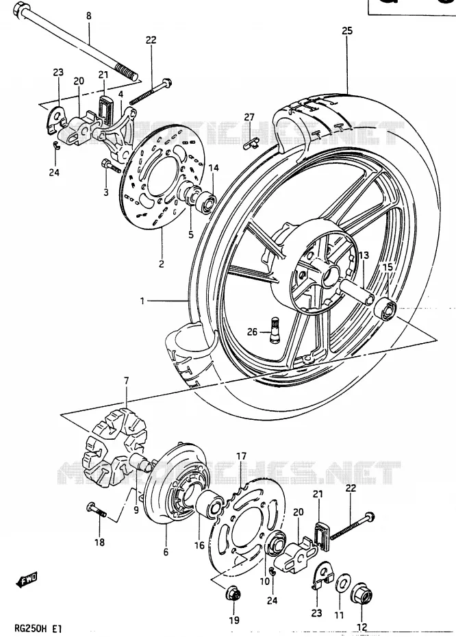 ACHTERWIEL Suzuki MOTO 250 RG 1987  RG250FCH(G/H)