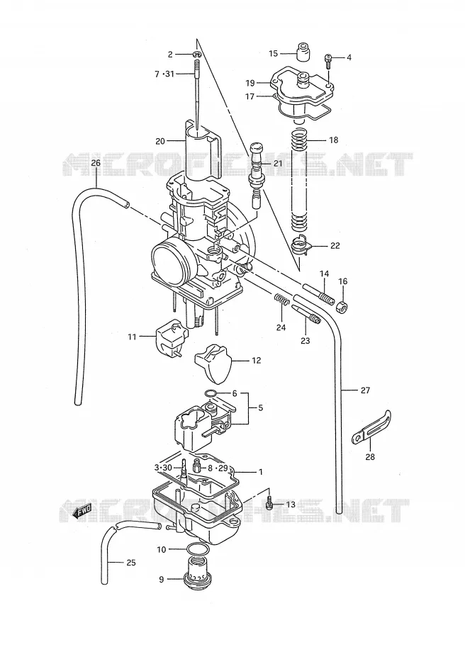 CARBURATOR Suzuki MOTO 250 RM 1991  RM250M(E28)