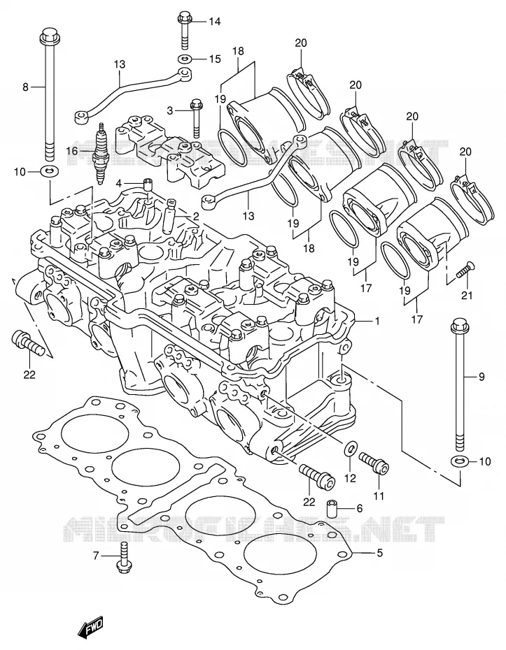 CILINDERKOP (MODELE R/S) Suzuki MOTO 900 RF 1998  RF900RW(E2)