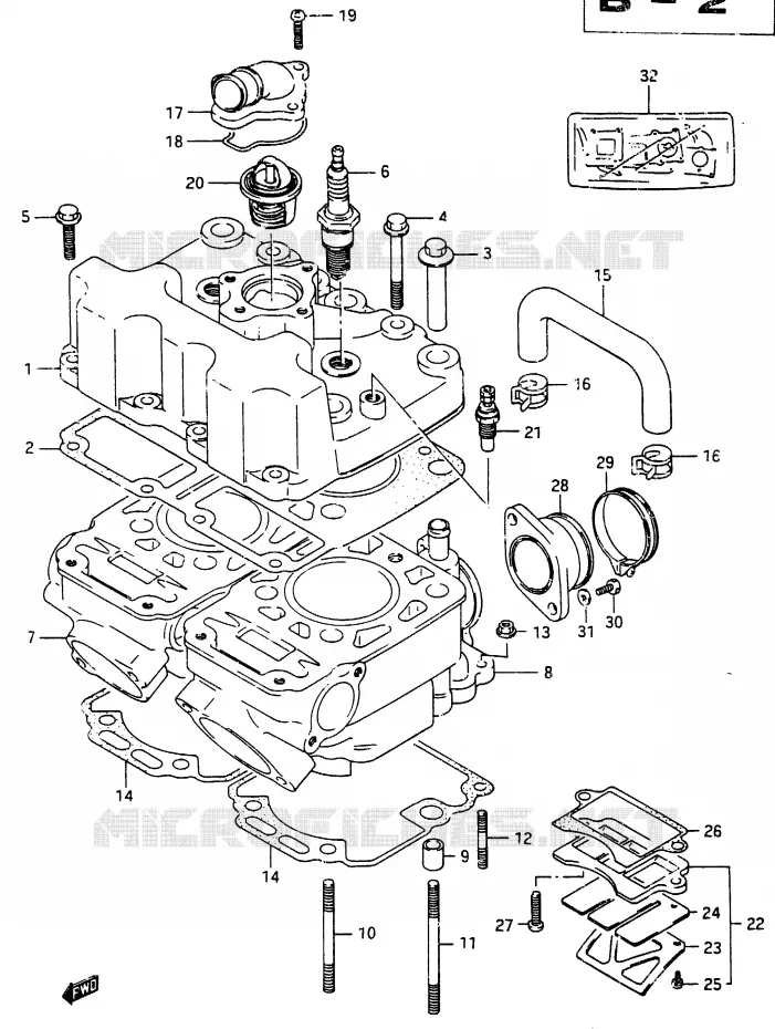 CILINDERKOP Suzuki MOTO 250 RG 1987  RG250H(G/H)