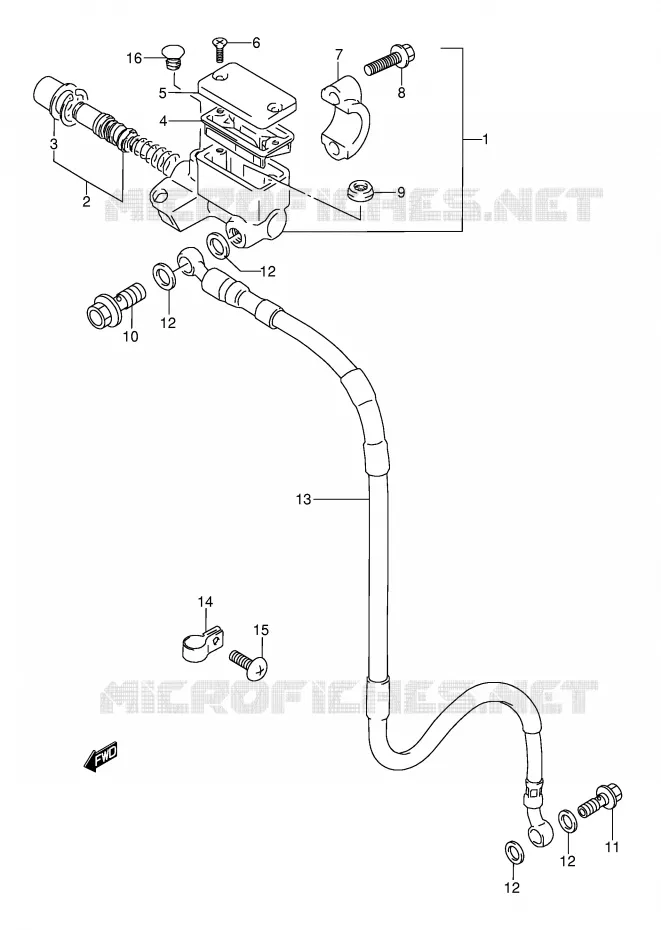 FRONT HOOFDREMCILINDER (MODELE T E1) Suzuki MOTO 250 RMX 1996  RMX250T(E1)