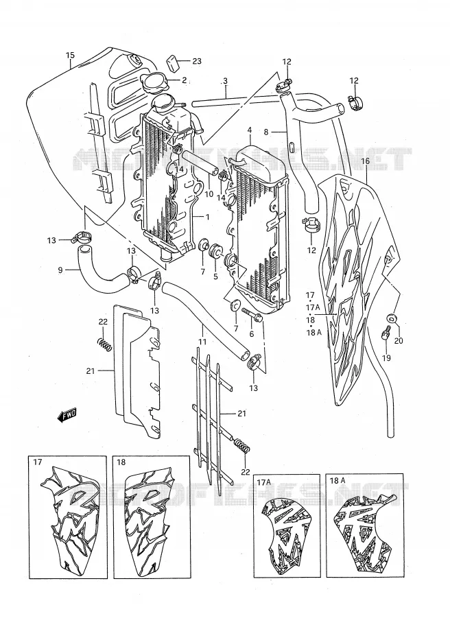 RADIATOR (MODELE N/P) Suzuki MOTO 125 RM 1992  RM125N(E28)