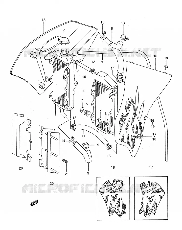 RADIATOR (MODELE R/S) Suzuki MOTO 250 RM 1993  RM250P(E28)