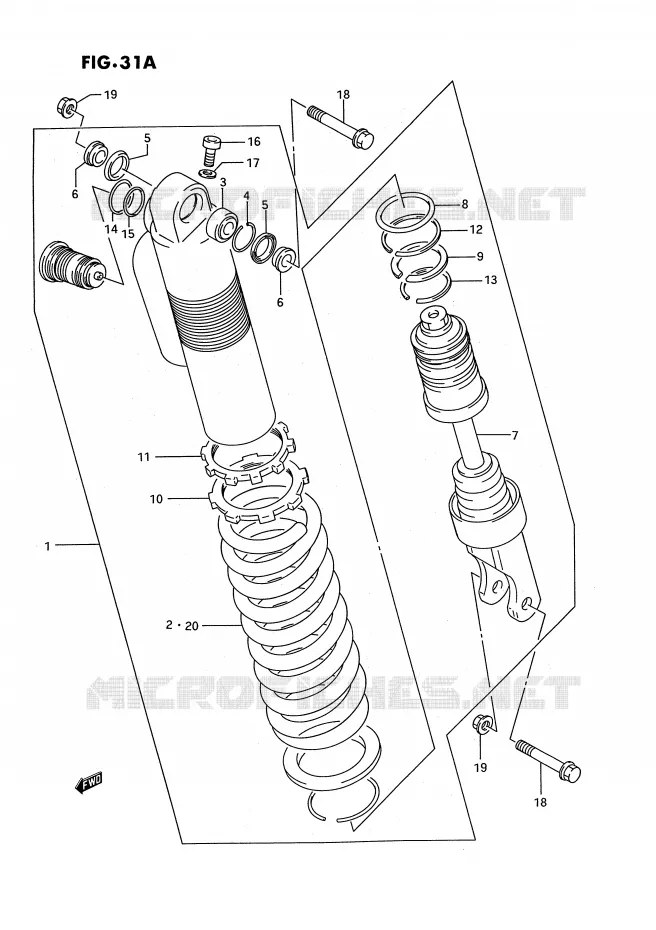 SCHOKDEMPER (MODELE P) Suzuki MOTO 125 RM 1994  RM125R(E3)