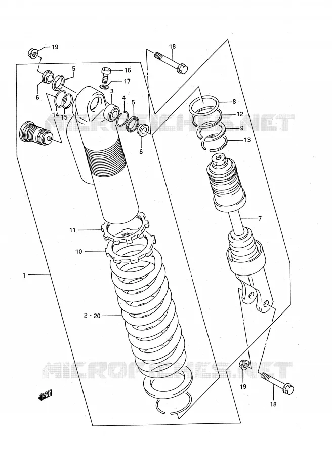 SCHOKDEMPER (MODELE P) Suzuki MOTO 125 RM 1995  RM125S(E28)