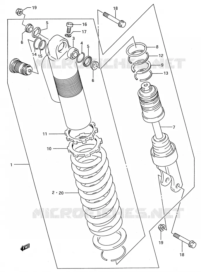 SCHOKDEMPER (MODELE P) Suzuki MOTO 250 RM 1995  RM250S(E28)