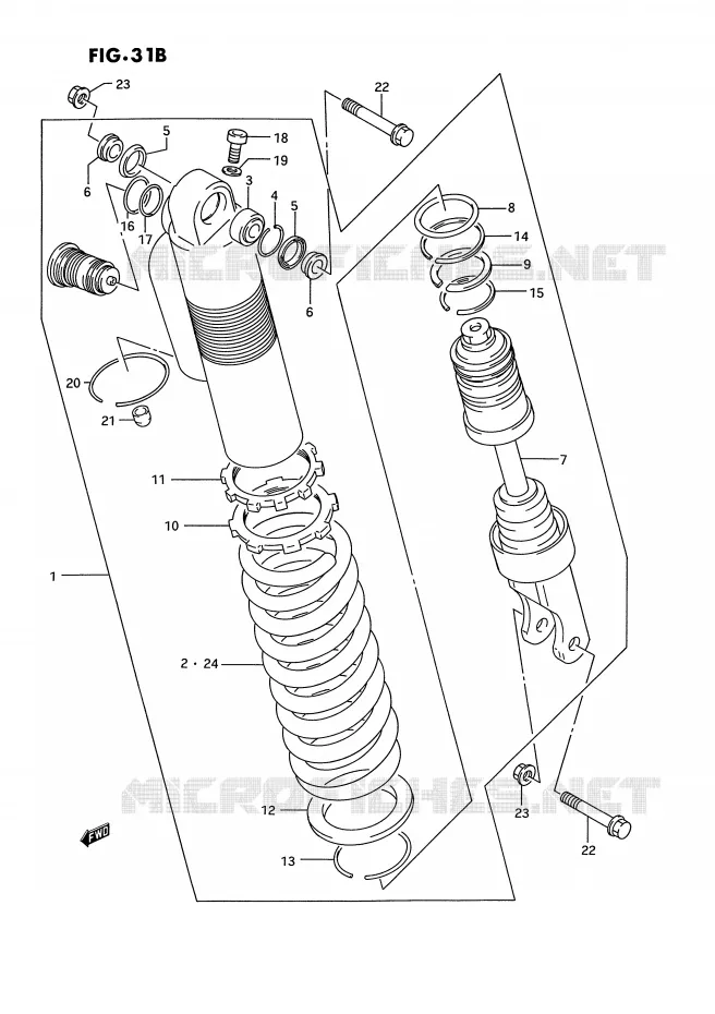 SCHOKDEMPER (MODELE R) Suzuki MOTO 125 RM 1992  RM125N(E2)