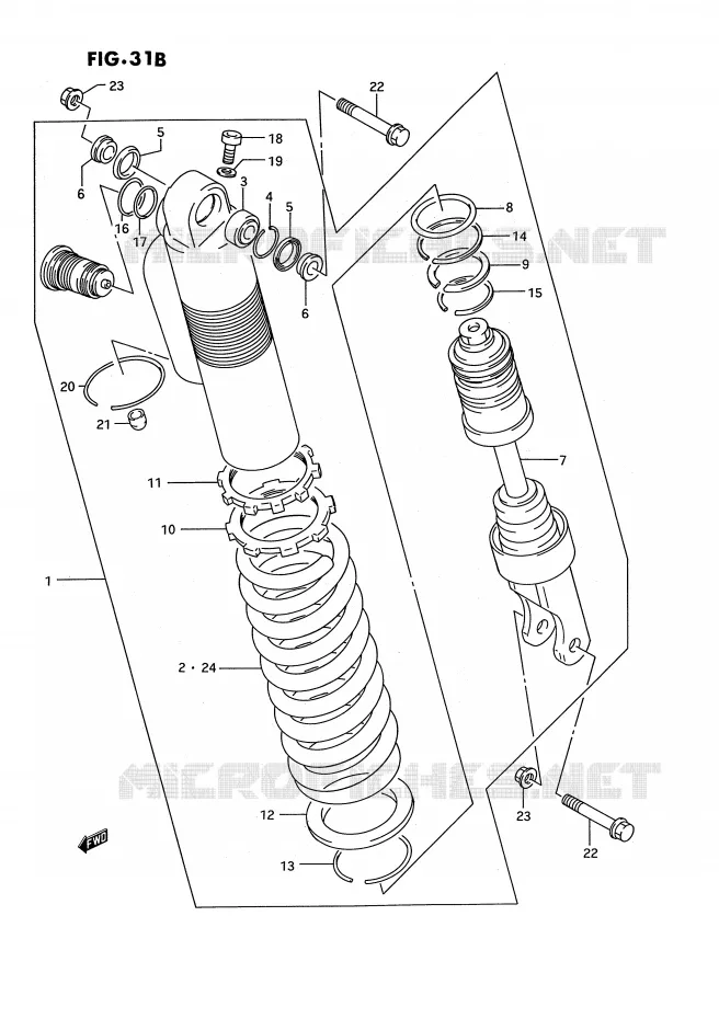 SCHOKDEMPER (MODELE R) Suzuki MOTO 125 RM 1994  RM125R(E3)
