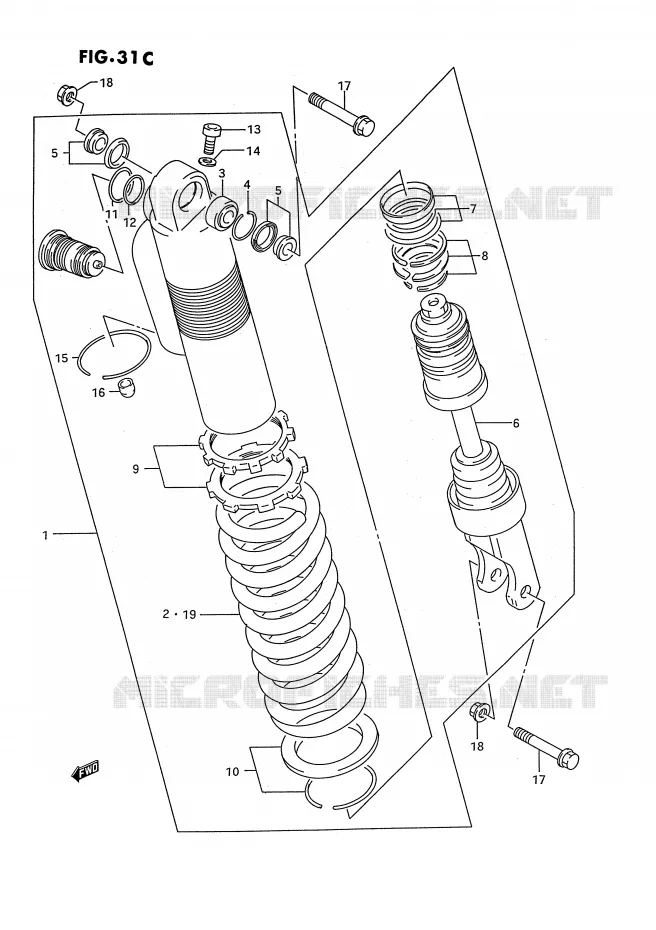 SCHOKDEMPER (MODELE S) Suzuki MOTO 125 RM 1992  RM125N(E3)