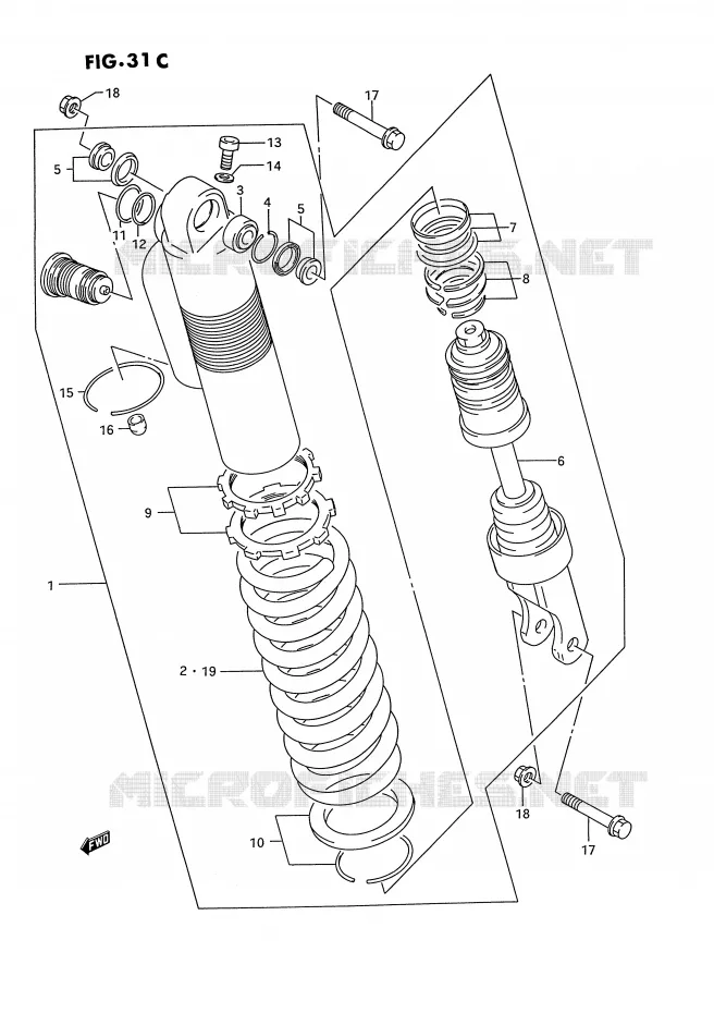 SCHOKDEMPER (MODELE S) Suzuki MOTO 125 RM 1994  RM125R(E2)