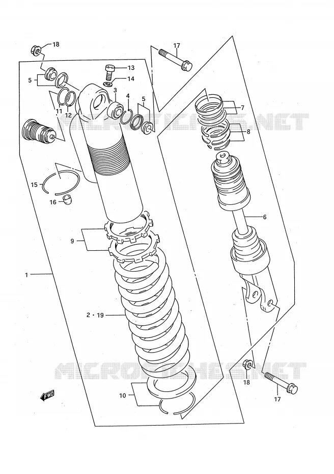 SCHOKDEMPER (MODELE S) Suzuki MOTO 125 RM 1994  RM125R(E28)