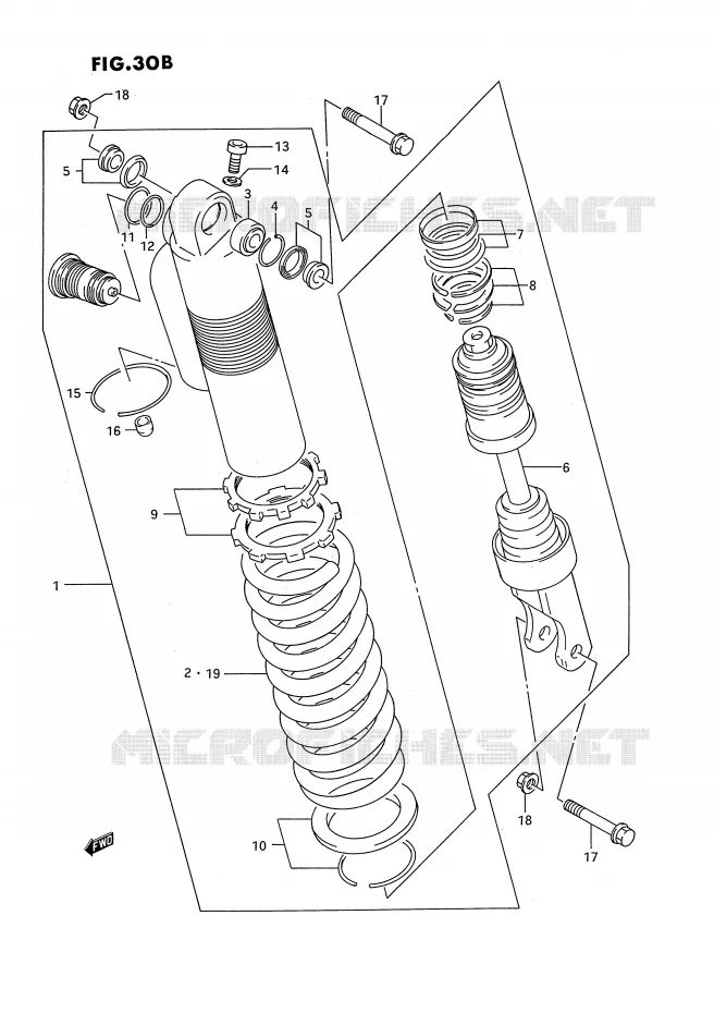 SCHOKDEMPER (MODELE S) Suzuki MOTO 250 RM 1993  RM250P(E2)