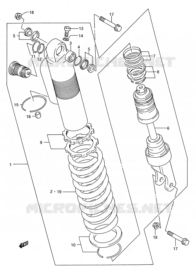 SCHOKDEMPER (MODELE S) Suzuki MOTO 250 RM 1993  RM250P(E28)