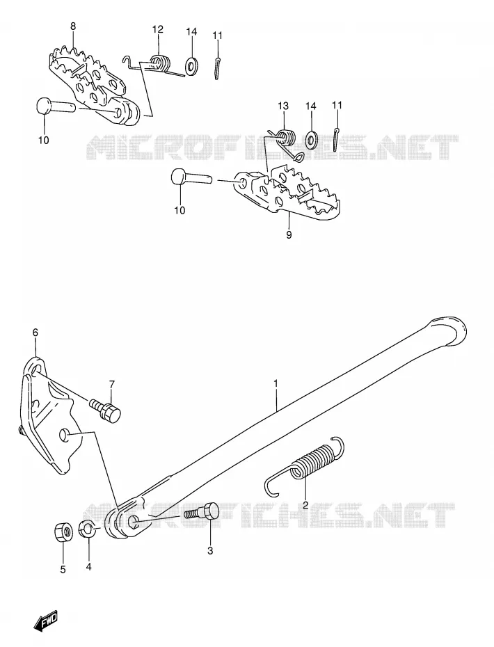 STAND - FOOTREST (MODELE K/L/M/N) Suzuki MOTO 250 RMX 1996  RMX250T(E1)