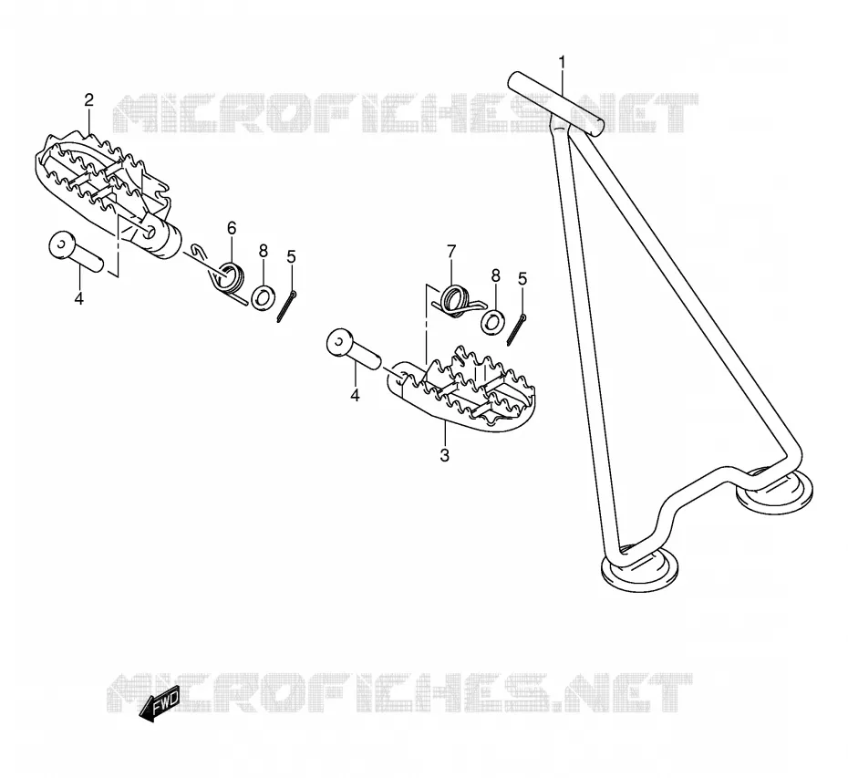 STAND - FOOTREST (MODELE K1/K2) Suzuki MOTO 250 RM 2002  RM250K2(E3/E28)